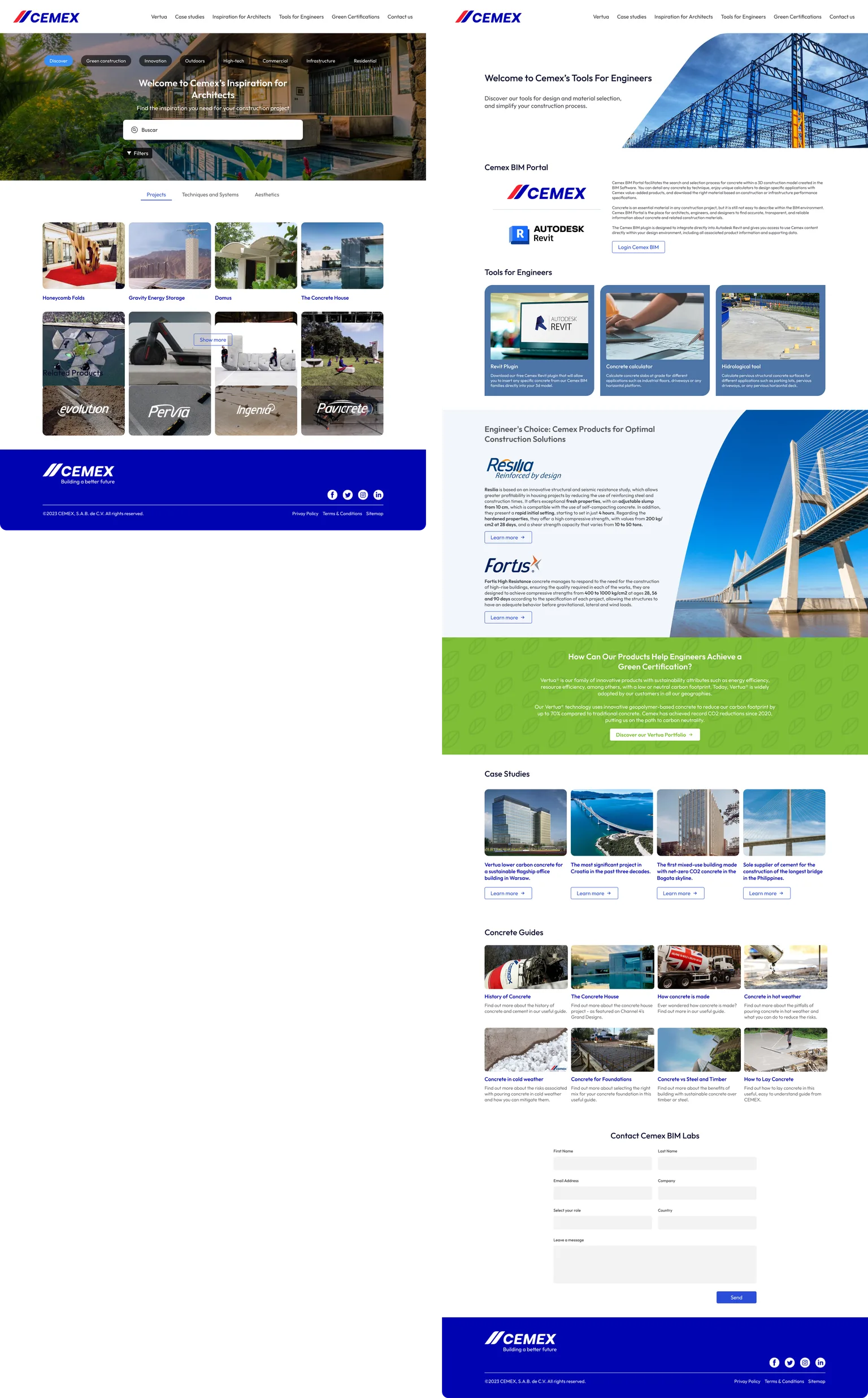 Inspiration for Architects and Tools for Engineers, side by side