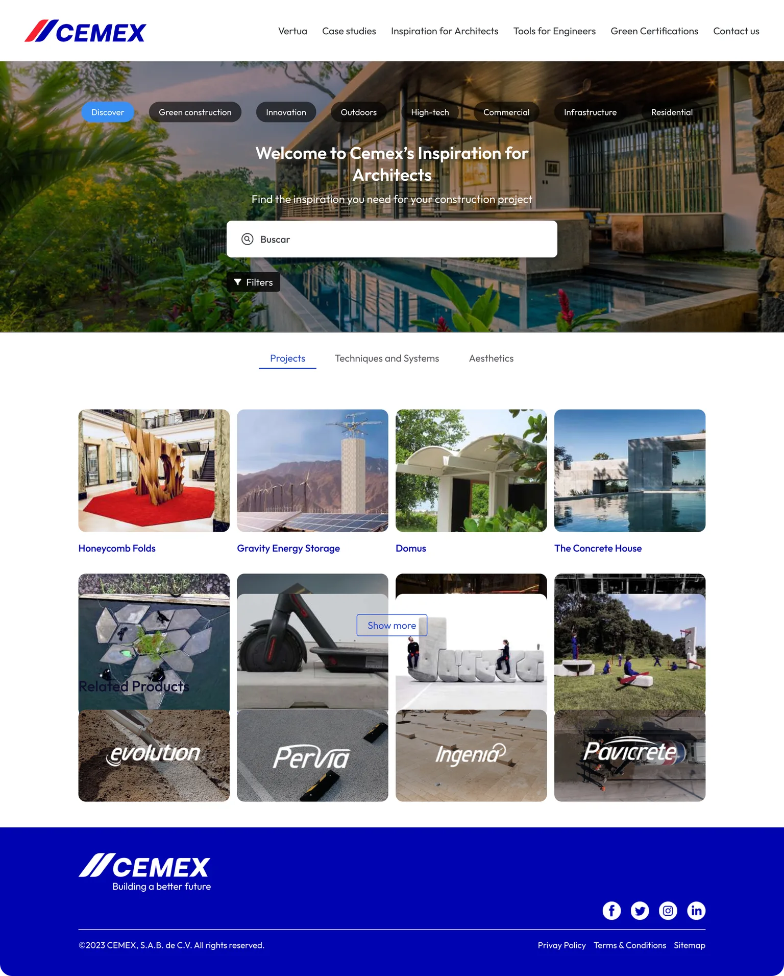Inspiration for Architects, with the inspiration search and project gallery