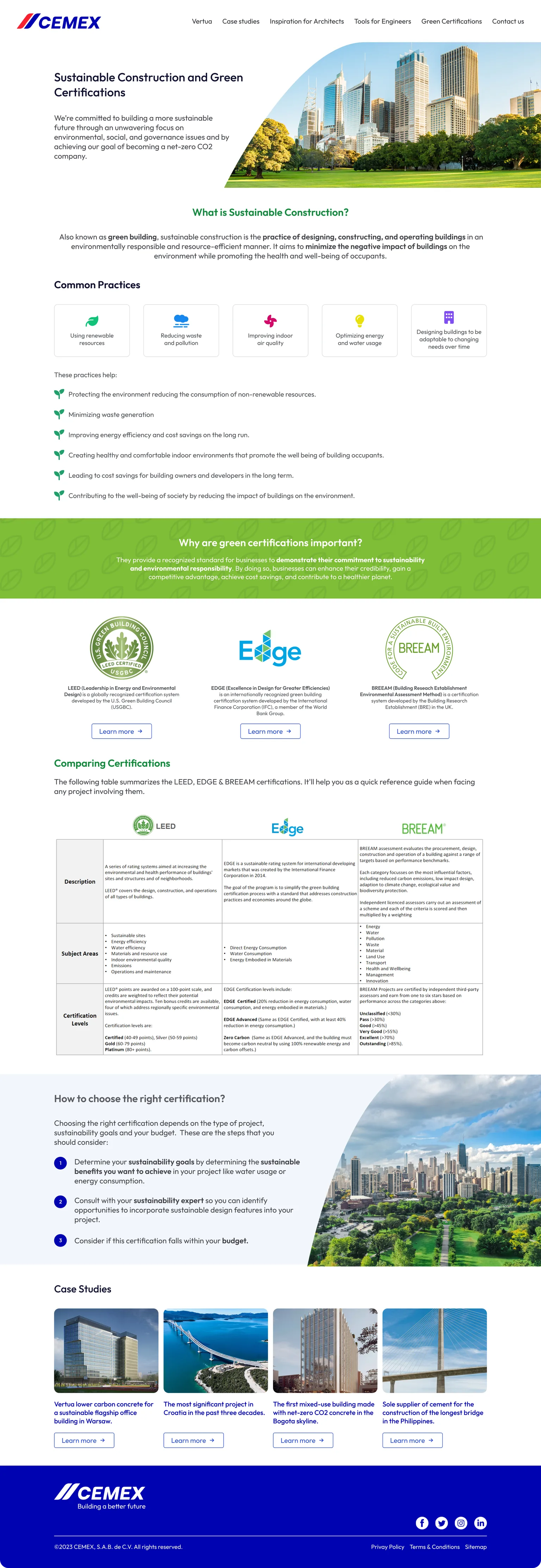 Sustainable construction and green certifications