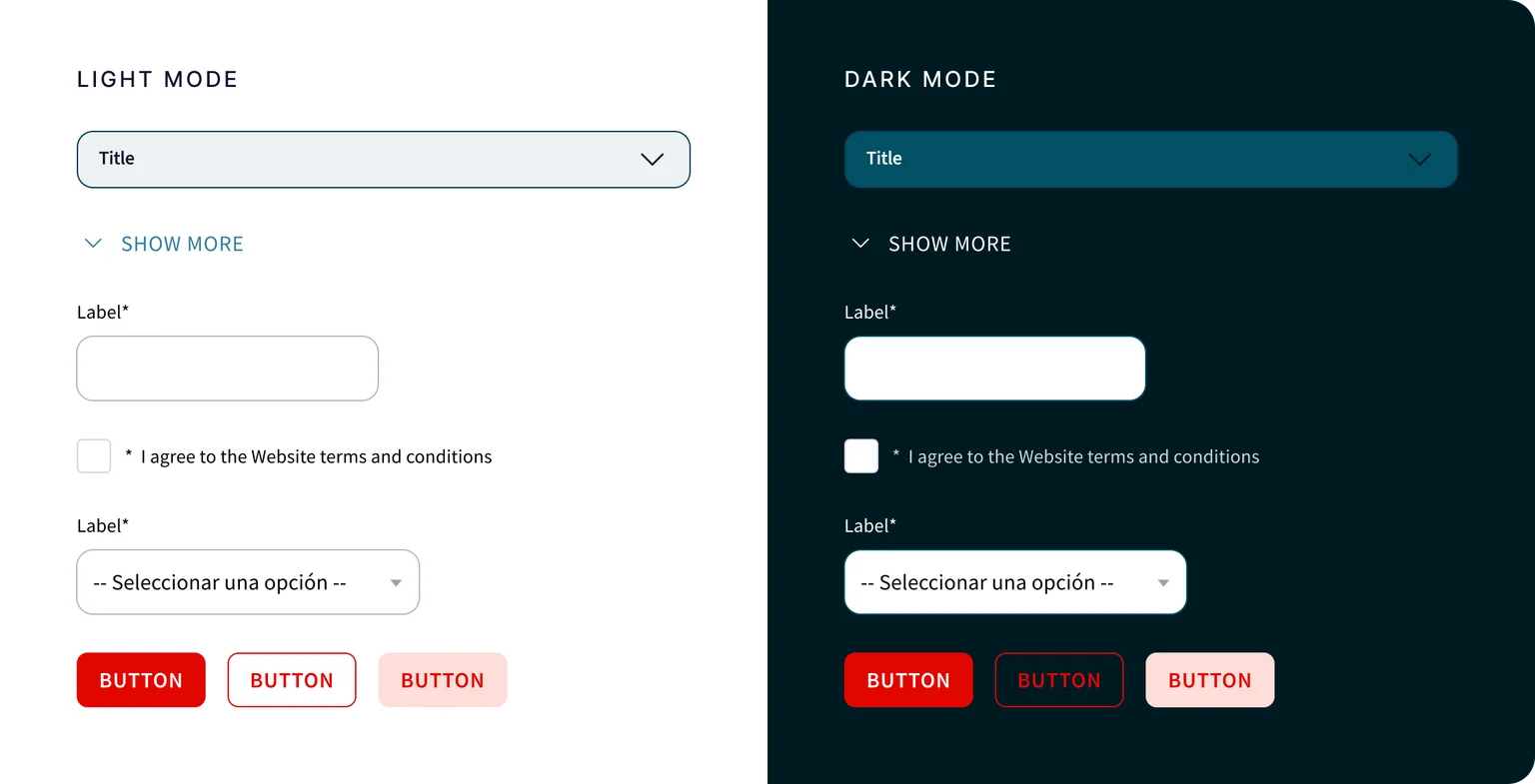 FY25 components in light and dark mode