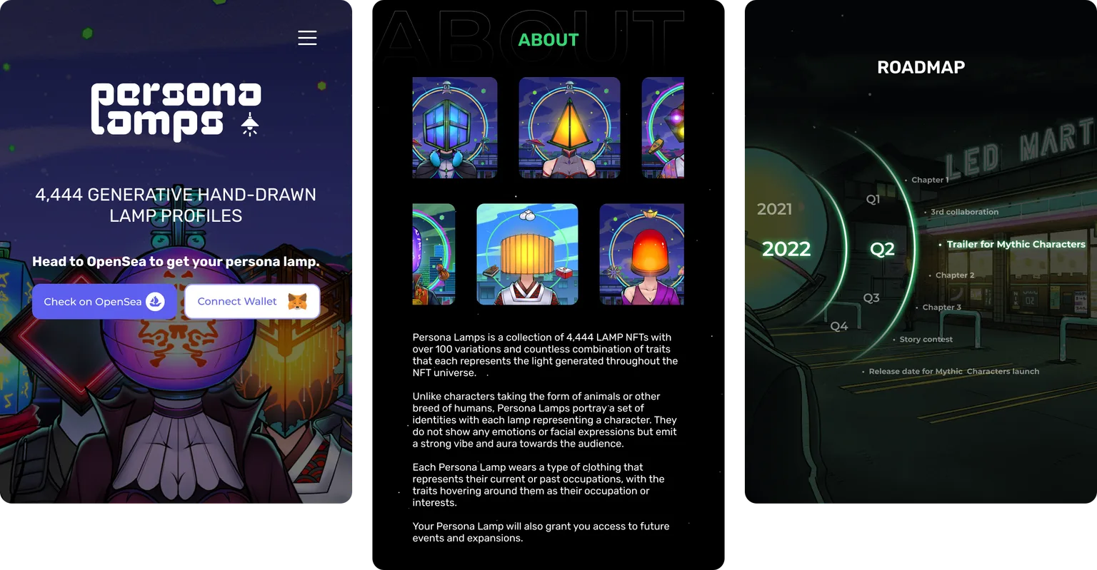 Hero, about and roadmap on tablet