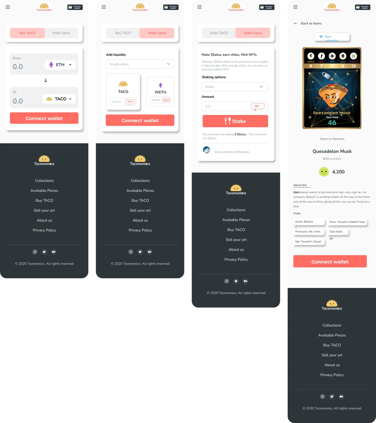 Buy $TACO, make $Salsa, stake $Salsa and buy an item on mobile